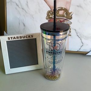 Starbucks China 2021 Rewards 10th Anniversary Glitter Double Wall Glass 16Oz